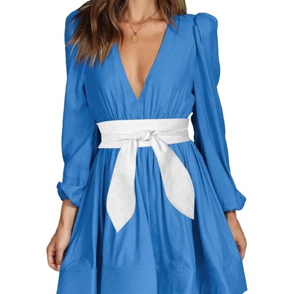 ❤️Women White Belt Wrap Around Wide Waistband Knotted Belt  for Dress - Picture 1 of 6